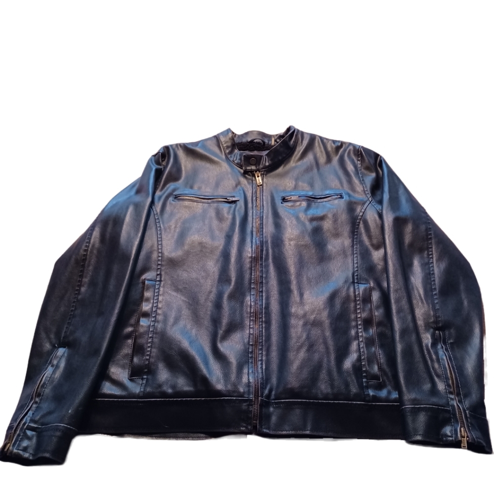 MEN'S GUESS FAUX LEATHER "BIKER" COAT SIZE XXL